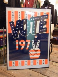 【デッドストック】１９７２年製/【VOTE 1972】HIP PRODUCTS ベルベットポスター /額縁込み