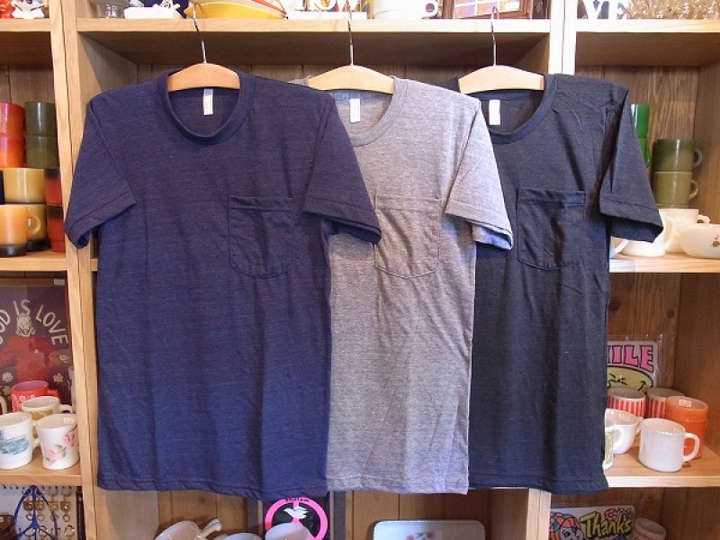 画像1: アメリカンアパレル【アメリカ製】霜降りポケットTシャツ ３色 ３サイズ(XS/S/M)