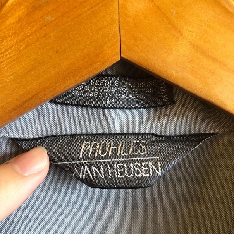 画像4: 【1980-1990年代・VAN HEUSEN】バンヒューゼン /オールド・オープンカラーシャツ・グレーxピンク (MEDIUM)