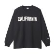 画像1: 【CHAMPION/チャンピオン】 米綿100% ヘビーウェイト フロッキープリント / CALIFORNIA / カリフォルニア - 長袖Tシャツ・ ブラック・３サイズ(M,L,XL)  (1)