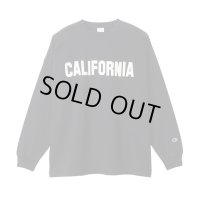 【CHAMPION/チャンピオン】 米綿100% ヘビーウェイト フロッキープリント / CALIFORNIA / カリフォルニア - 長袖Tシャツ・ ブラック・３サイズ(M,L,XL) 