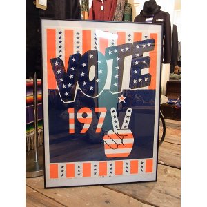画像: 【デッドストック】１９７２年製/【VOTE 1972】HIP PRODUCTS ベルベットポスター /額縁込み