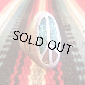 画像: 【ビンテージ】シルバーリング・１９７０-１９８０年代 ピースマーク/シルバーXターコイズXコーラル ２０号 