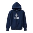 画像1: ☆３０％オフ☆【CHAMPION / チャンピオン・ スウェットパーカー " USNA "】"ネイビー" リバースウィーブ・フード・パーカー・３サイズ(M,L,XL)