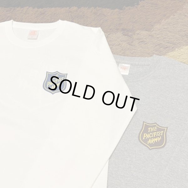 画像3: 【 オリジナルプリント L/S Tシャツ " PACIFIST ARMY " 】 7.1 oz コットン100％ ロングTシャツ ２カラー(ミシガンブルー/UPSブラウン)・３サイズ(M,L,XL)