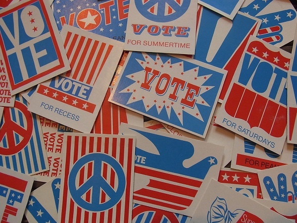 画像1: 【デッドストック】１９７０年代/VOTE ステッカーシート　額装込み