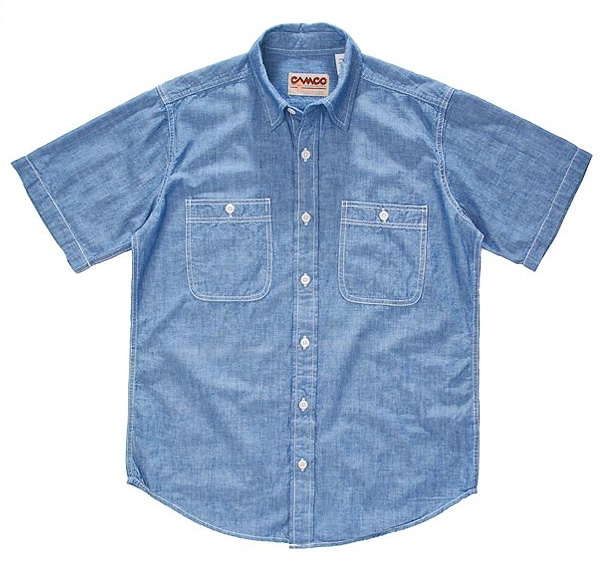 画像1: 【CAMCO/カムコ・シャンブレー 半袖 ワークシャツ】 ブルー・３サイズ(S/M/L)