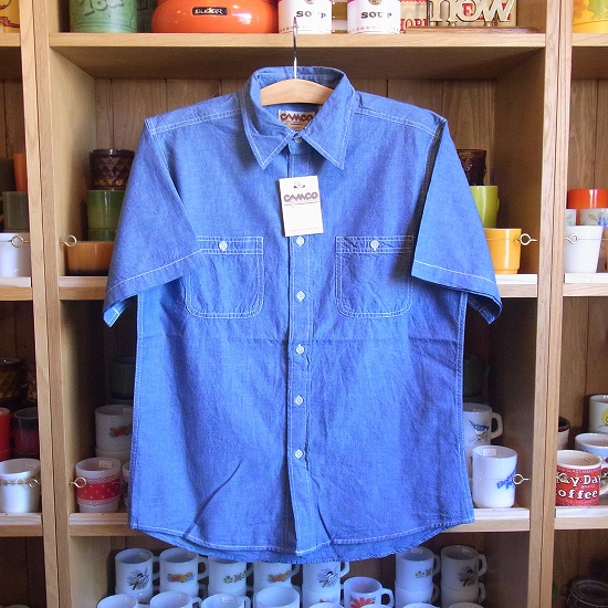 画像2: 【CAMCO/カムコ・シャンブレー 半袖 ワークシャツ】 ブルー・３サイズ(S/M/L)