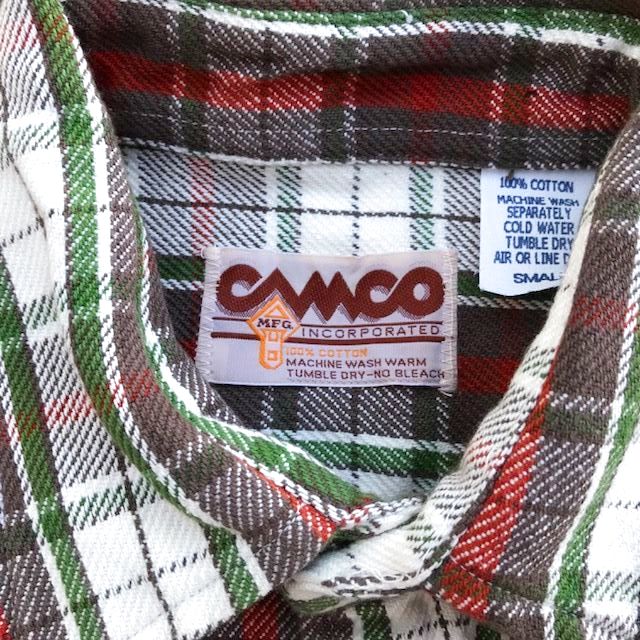 画像4: 【CAMCO/カムコ・ヘビーフランネル・コットン１００％・肉厚ネルシャツ】 グリーンベース・４サイズ(S/M/L/XL)