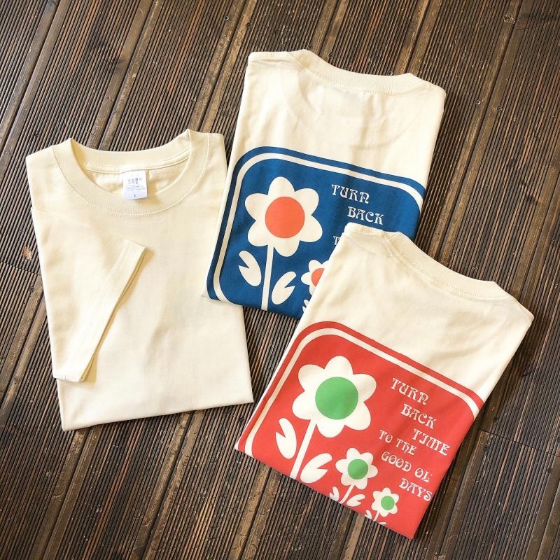 画像1: 【 パシフィカ オリジナルプリント Tシャツ " TURN BACK TIME TO " 】 6.2 oz コットン100％ クルーネック Tシャツ ２カラー・３サイズ(M,L,XL)